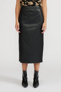 TAYLOR LEATHER MIDI SKIRT