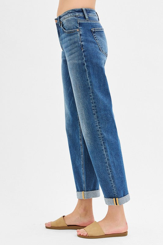 Perri Mid Rise Boyfriend Roll Up Jeans