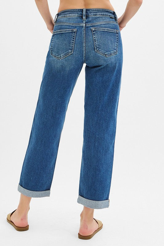 Perri Mid Rise Boyfriend Roll Up Jeans