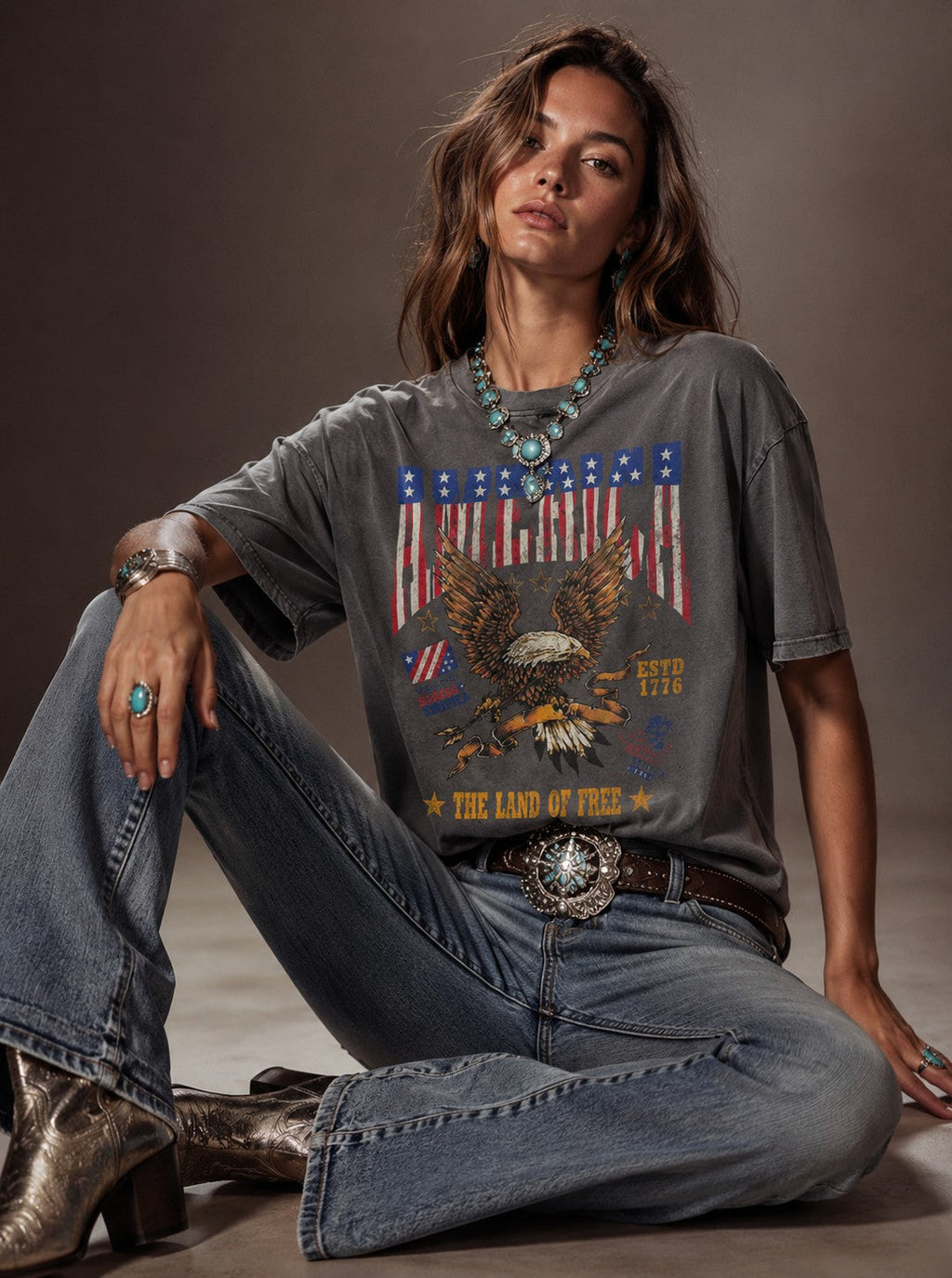 America Eagle Land Of Free Top