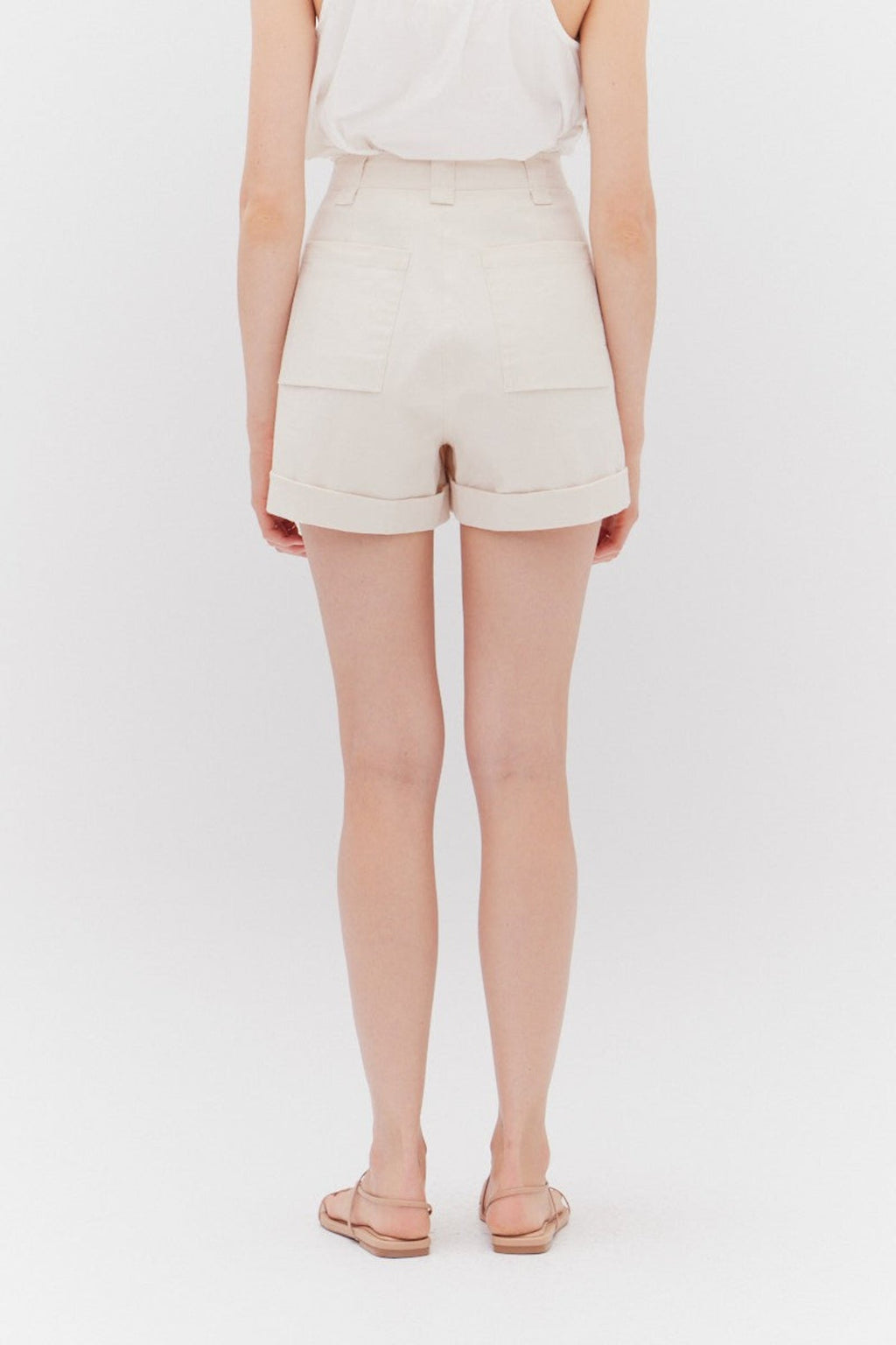 MARJORIE TWILL MID-RISE SHORTS