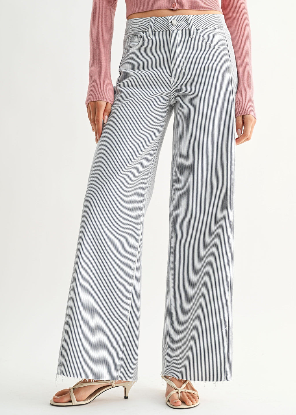 PAULA STRIPED WIDE-LEG JEANS