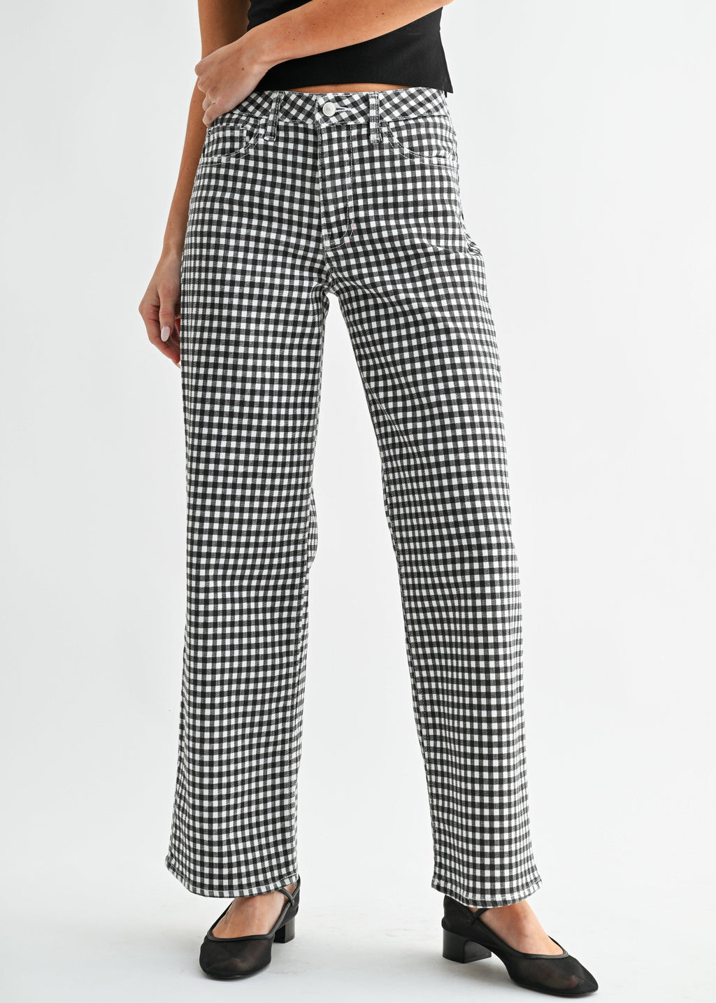 MIRANDA MID-RISE GINGHAM JEANS