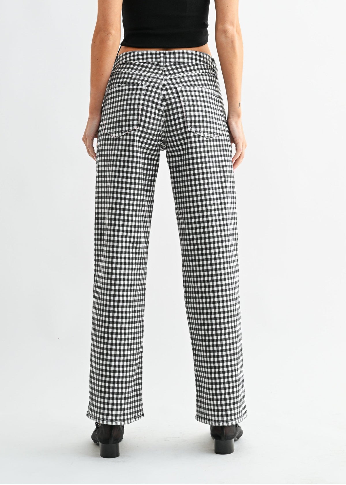 MIRANDA MID-RISE GINGHAM JEANS