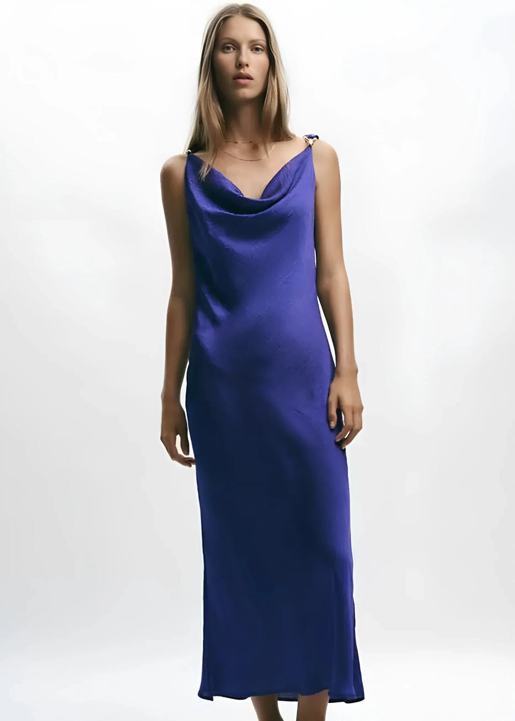PENELOPE DRAPE-BACK SLIP DRESS
