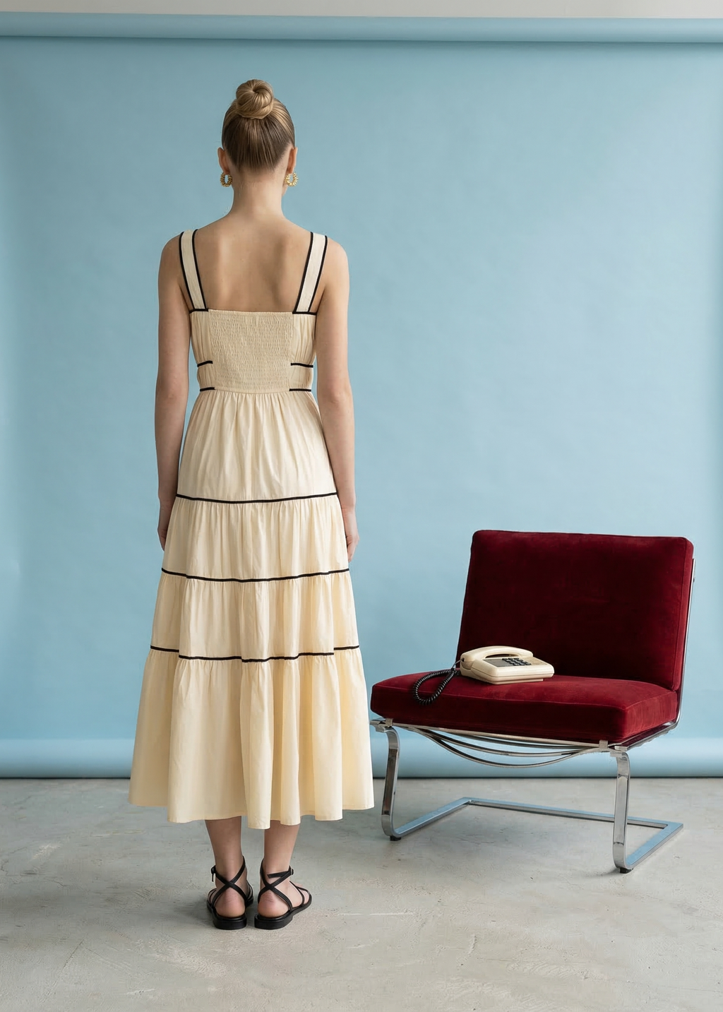 NORA TIERED MIDI DRESS