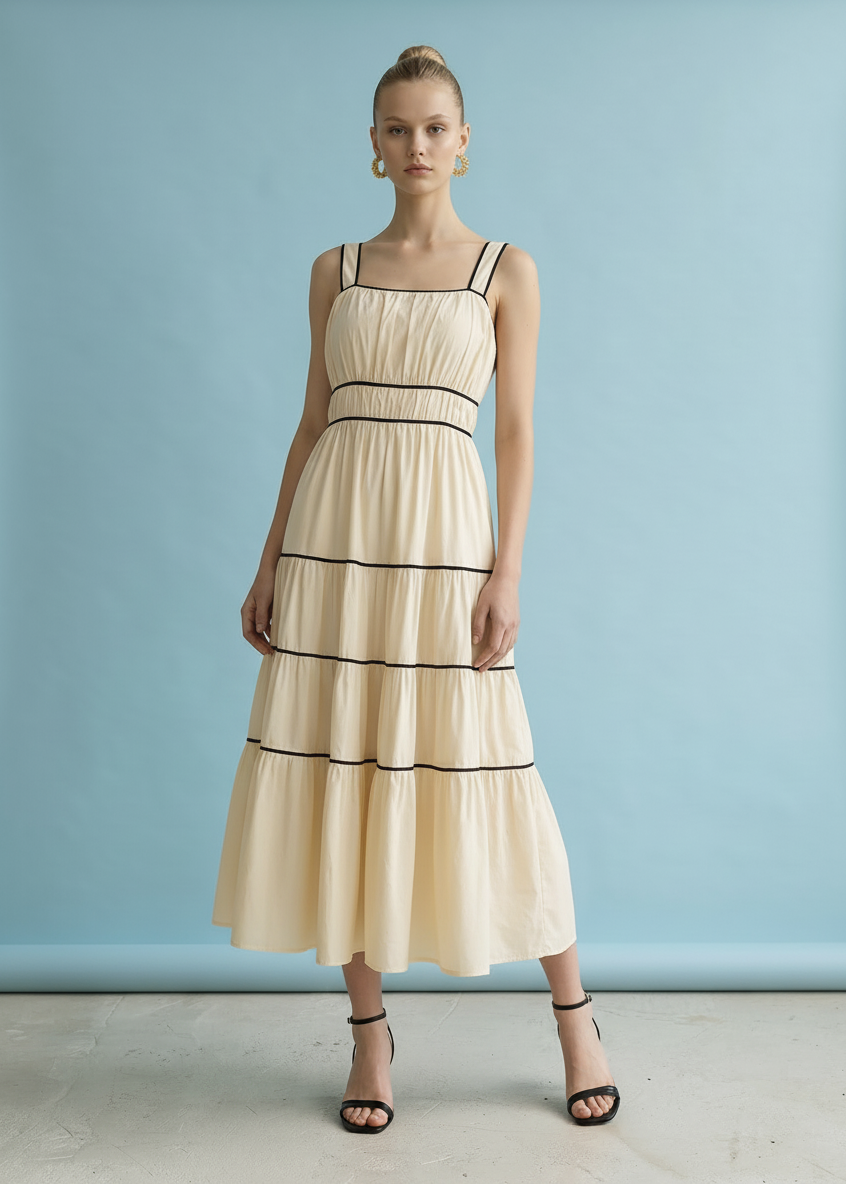 NORA TIERED MIDI DRESS