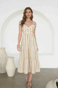 REEMA SPAGHETTI STRAP MIDI DRESS