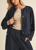 RAMONA COLLARLESS DENIM JACKET