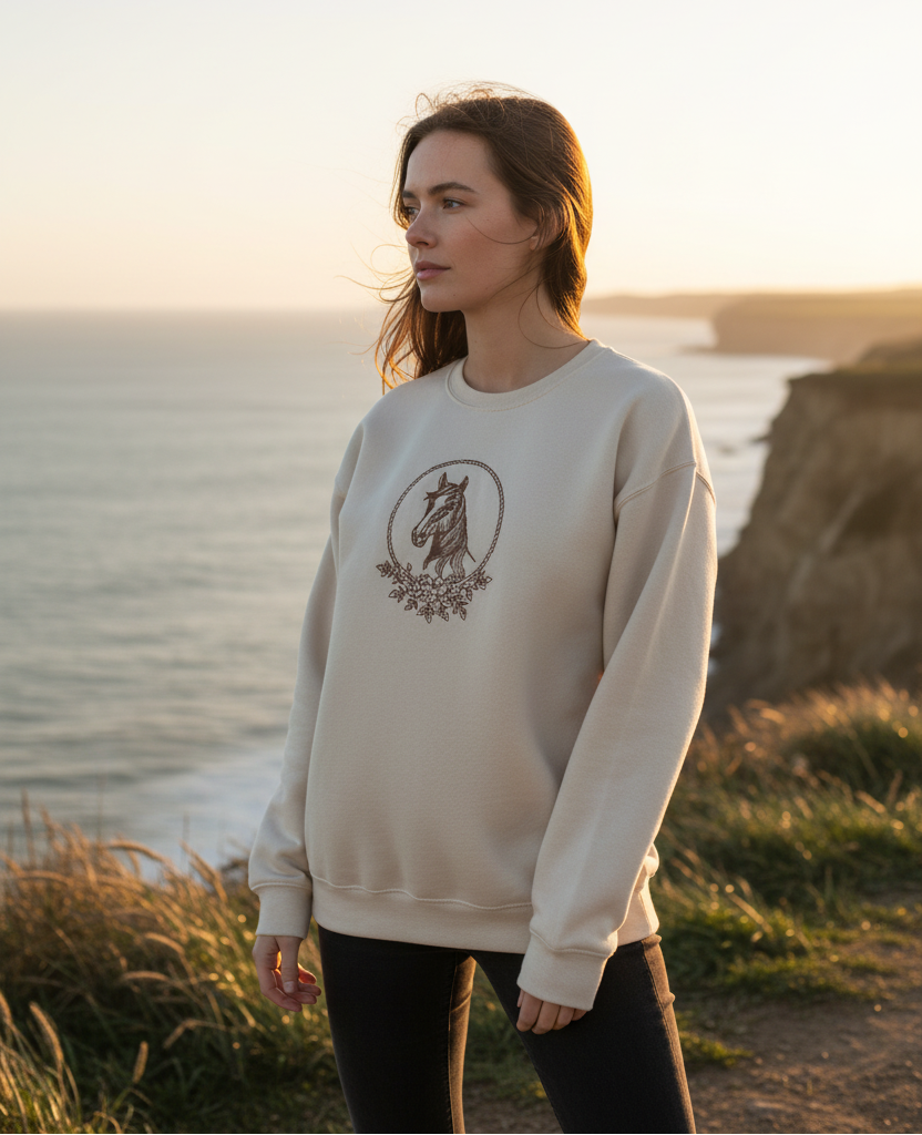 Embroidered Horse Sweatshirt S-XL
